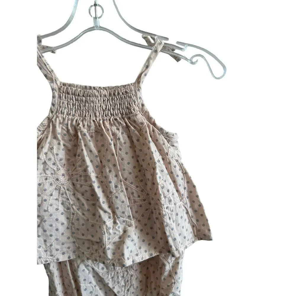 Piccino Piccina Girls 12M Pink and Gray Polka Dot Sleeveless Cotton One Piece